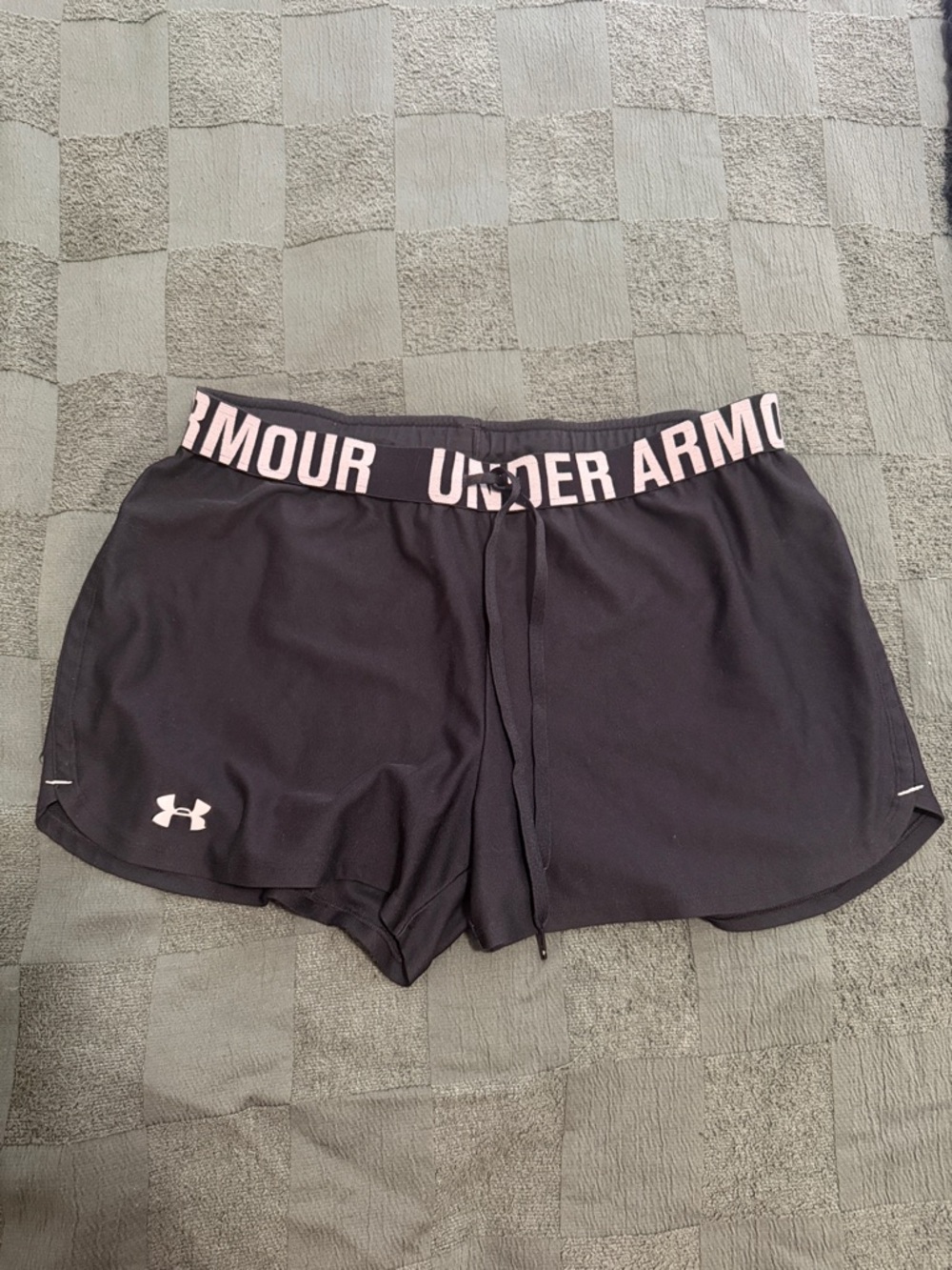 Under Armour Black Athletic Shorts with Pink Branded Waistband